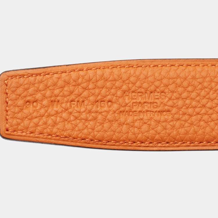 Pre Owned Hermès Orange/Noir Togo and Box Leather Belt Strap 90 CM