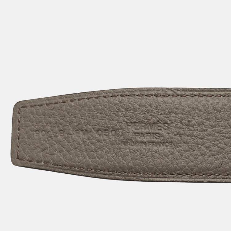 Pre Owned Hermes Gris Meyer/Noir Togo and Box Leather Reversible Belt Strap 90 CM
