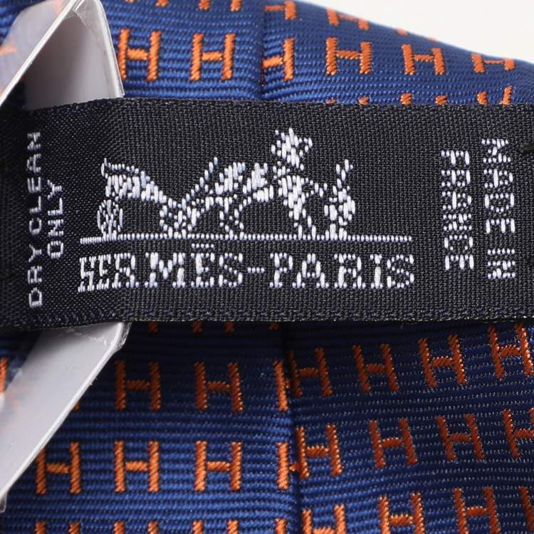 مملوكة مسبقًا Hermes Bi-Color Silk Faconnee H Tie