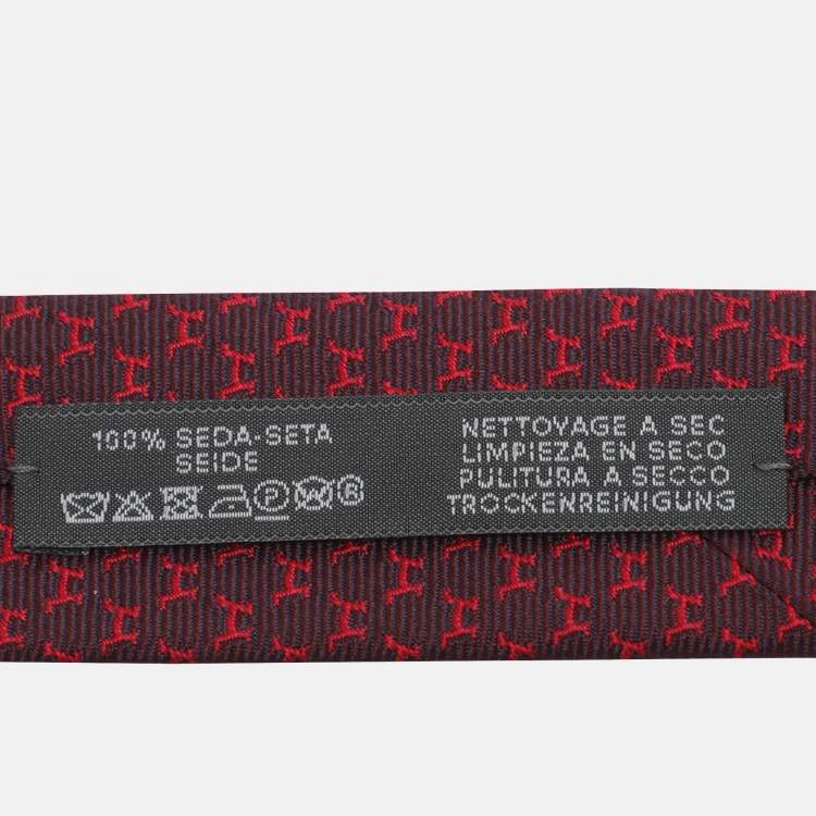Pre Owned Hermès Burgundy Silk Hilario Tie