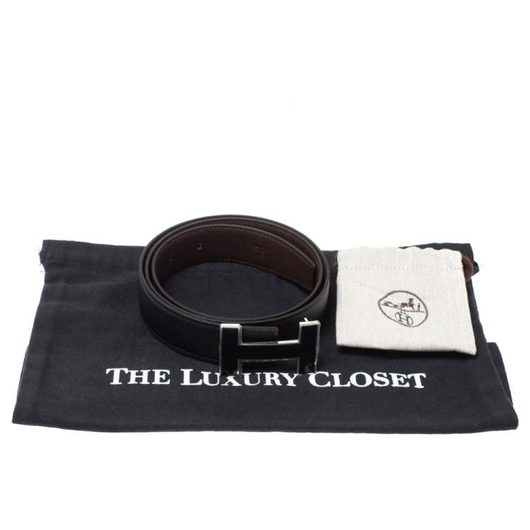Pre Owned Hermes Noir/Chocolat Quizz Belt 85 CM