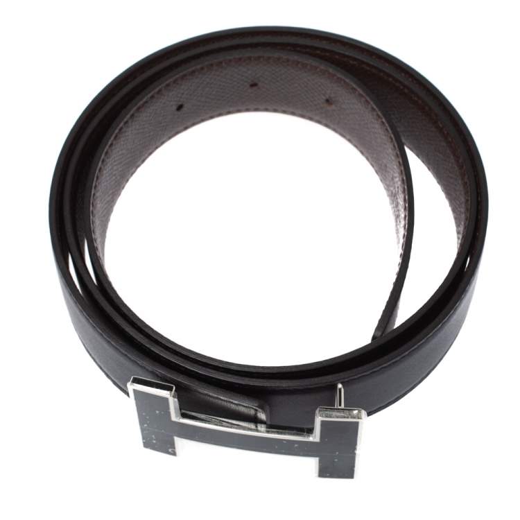 Pre Owned Hermes Noir/Chocolat Quizz Belt 85 CM