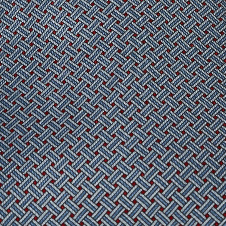 Pre Owned Hermès Blue Canna'H Silk Narrow Tie