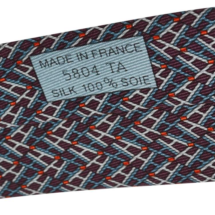 مملوكة مسبقًا Hermès Prune H Allumettes Silk Narrow Tie