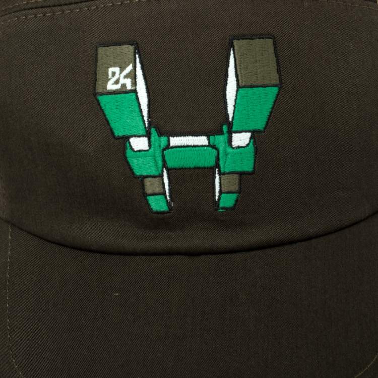 Pre Owned Hermes Olive Green H Odyssey Embroidered Cotton Nevada Cap Size 59