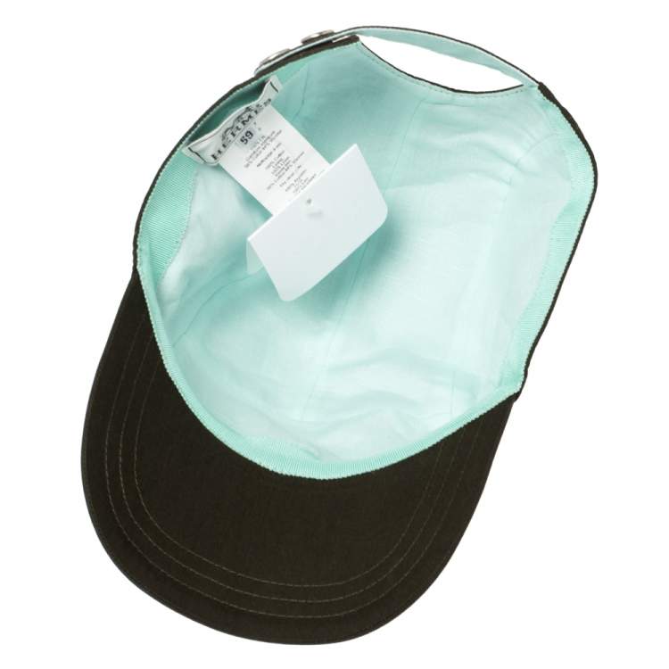 Pre Owned Hermes Olive Green H Odyssey Embroidered Cotton Nevada Cap Size 59
