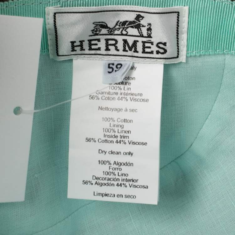 Pre Owned Hermes Olive Green H Odyssey Embroidered Cotton Nevada Cap Size 59