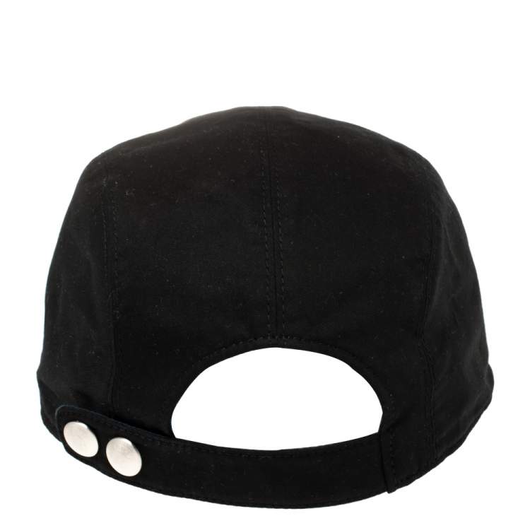 Pre Owned Hermés Black H Odyssey Embroidered Cotton Nevada Cap Size 60