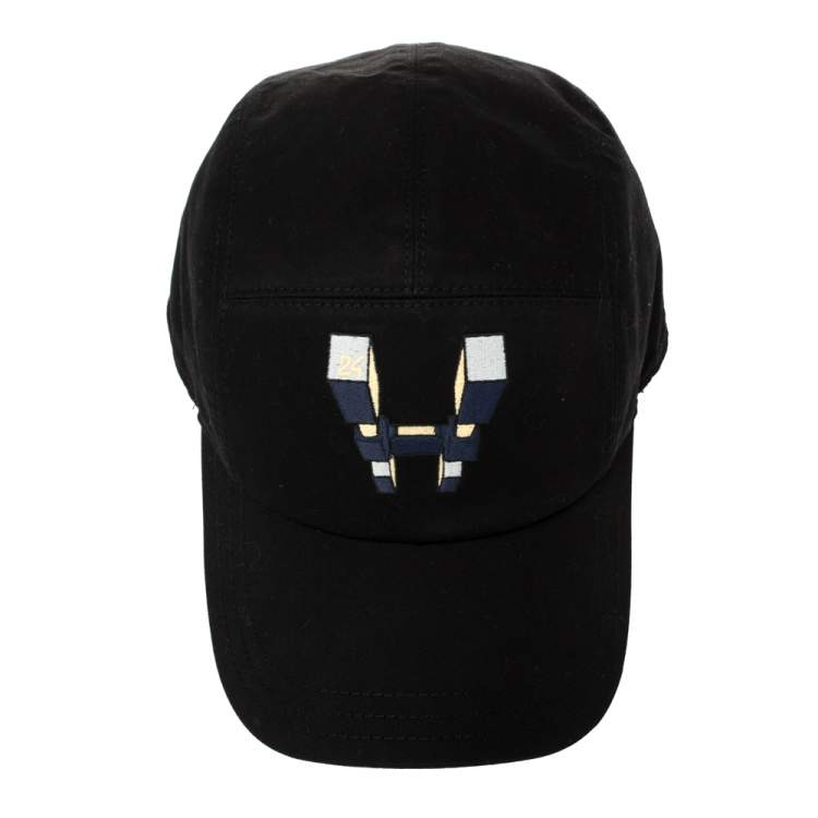 Pre Owned Hermés Black H Odyssey Embroidered Cotton Nevada Cap Size 60