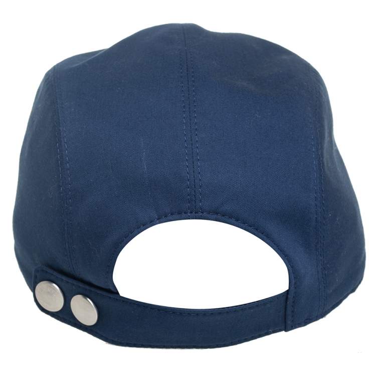Pre Owned Hermes Indigo H Odyssey Embroidered Cotton Nevada Cap Size 59