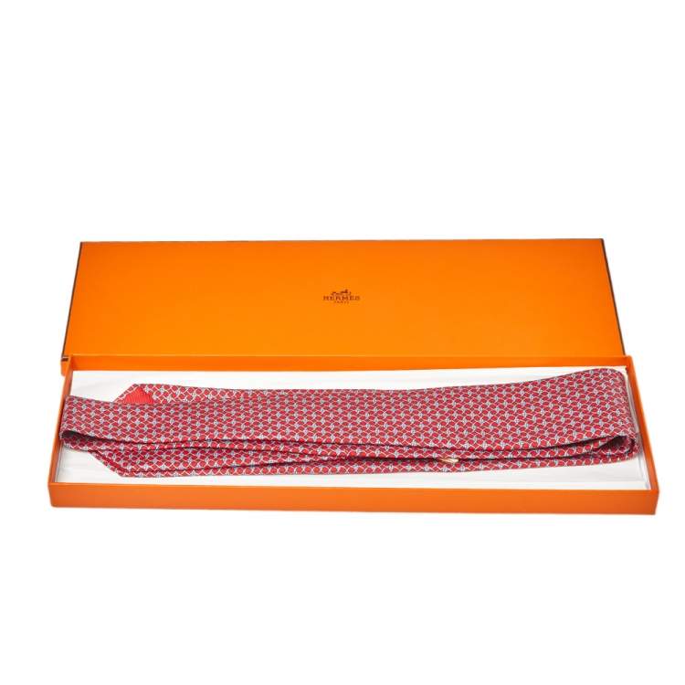 Pre Owned Hermes Red Touline Silk Tie 