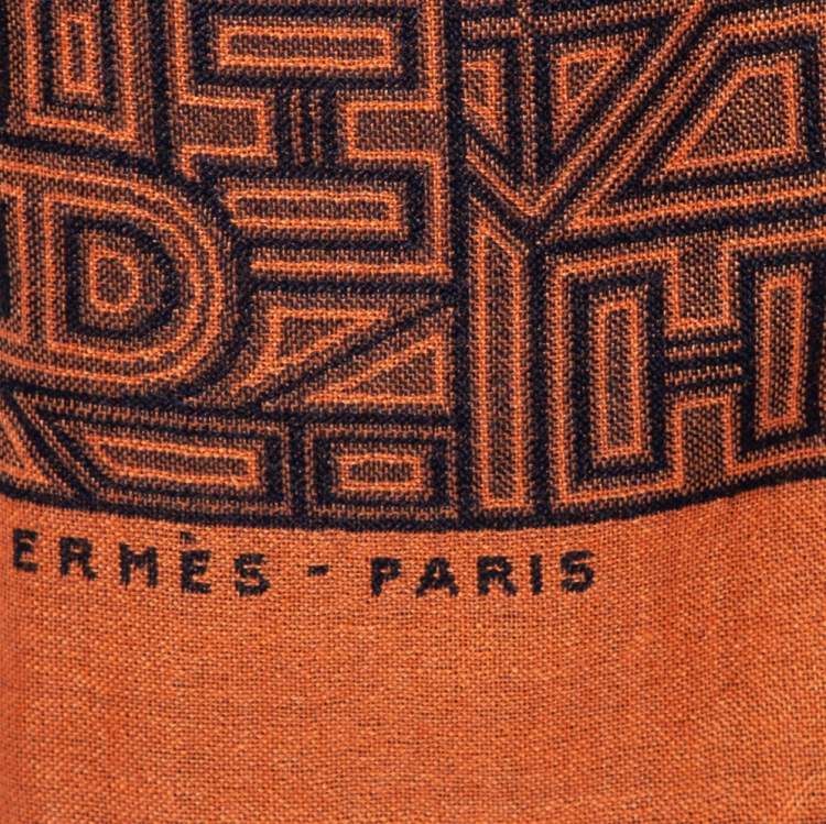 Pre Owned Hermes Orange Tinos Cashmere & Silk Muffler