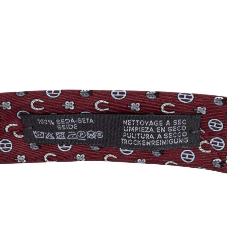 Pre Owned Hermès Bordeaux Tie 7 Job Interview Silk Tie