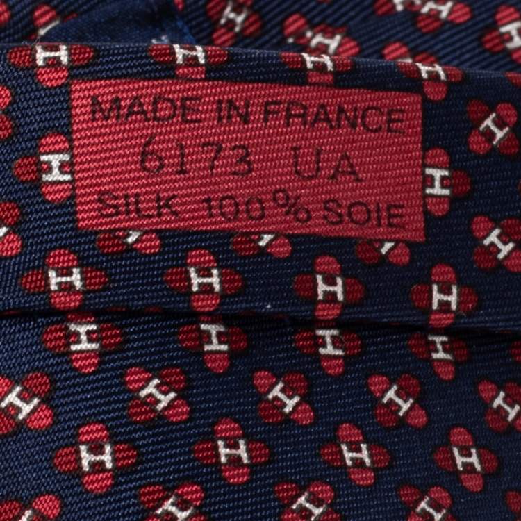 Pre Owned Hermès Marine Blue 7 Drone H Silk Tie
