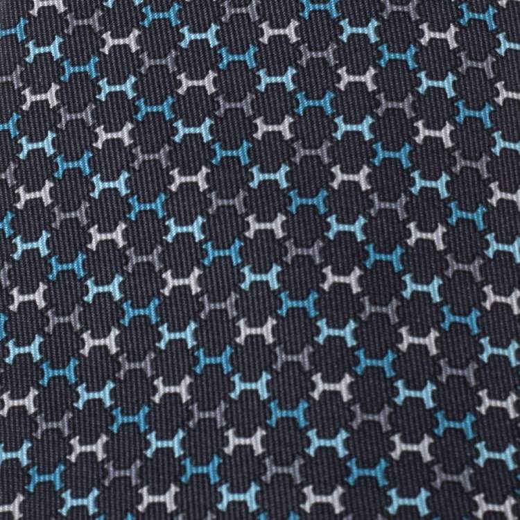 Pre Owned Hermès Anthracite Grey 7 H Street Silk Tie