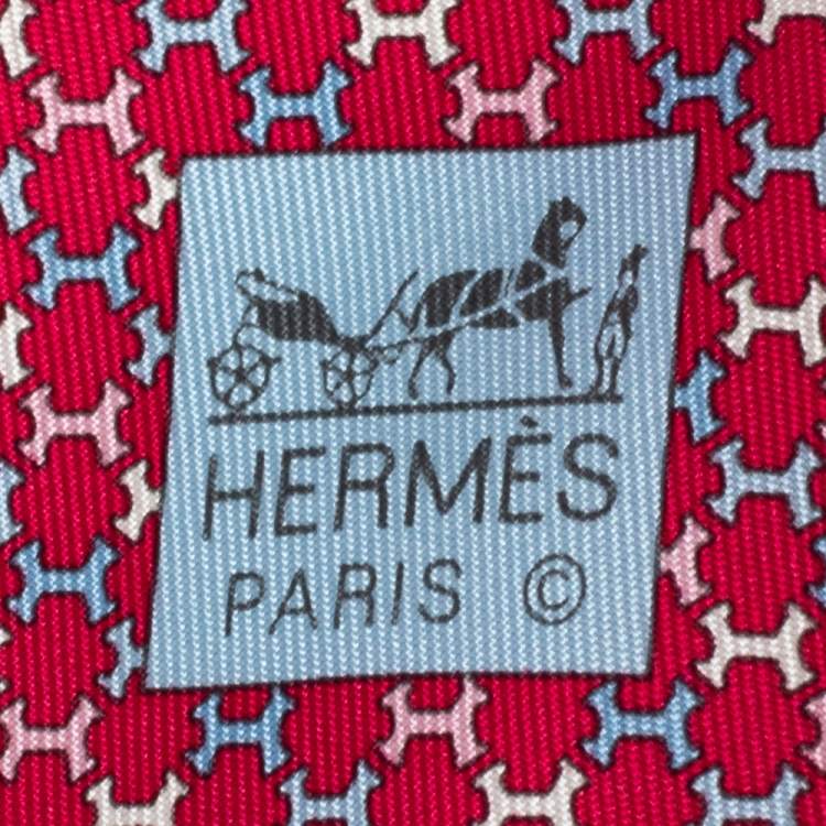 Pre Owned Hermès Fuchsia Pink 7 H Street Silk Tie