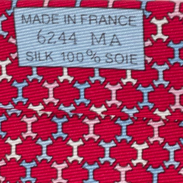 Pre Owned Hermès Fuchsia Pink 7 H Street Silk Tie