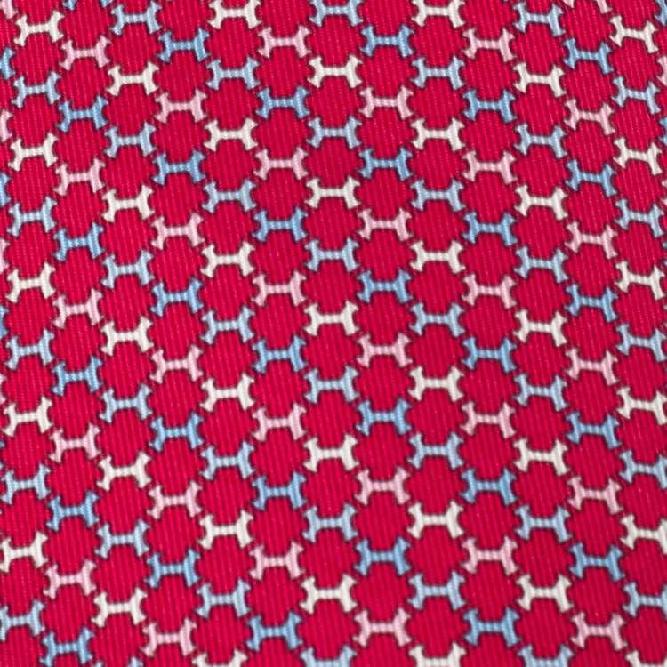 Pre Owned Hermès Fuchsia Pink 7 H Street Silk Tie