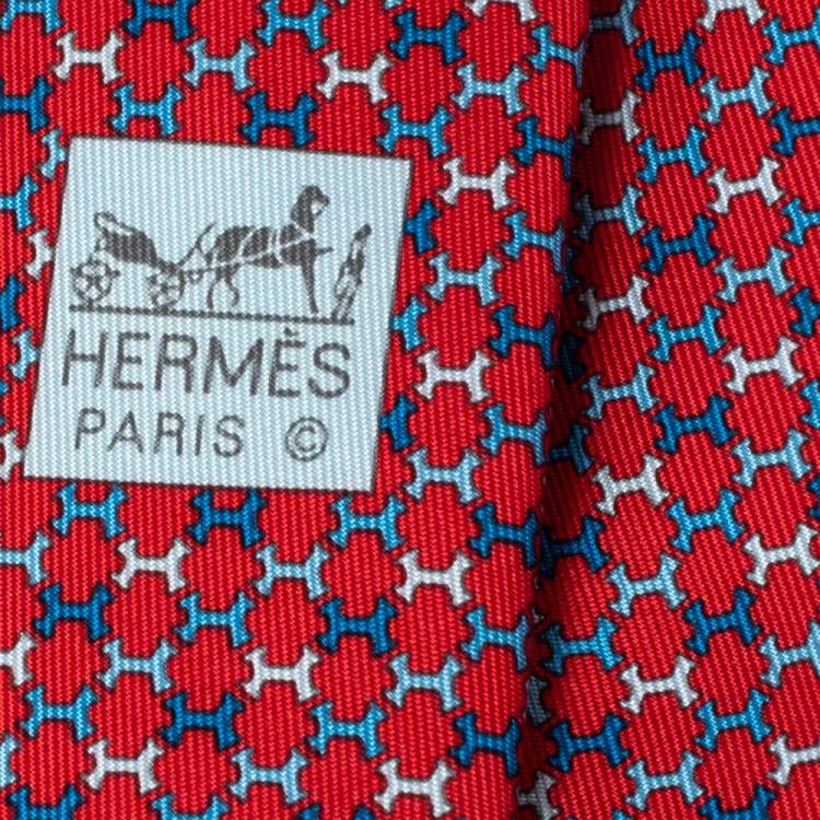 مملوكة مسبقًا Hermès Rouge 7 H Street Silk Tie