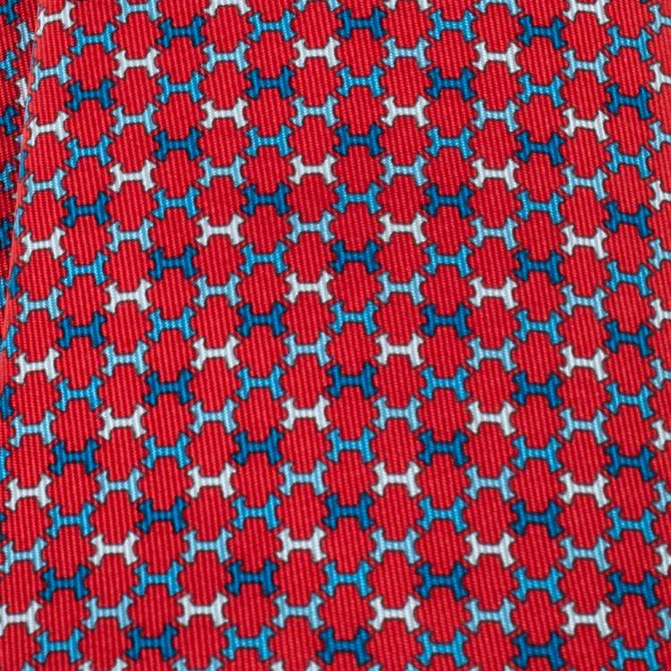 مملوكة مسبقًا Hermès Rouge 7 H Street Silk Tie