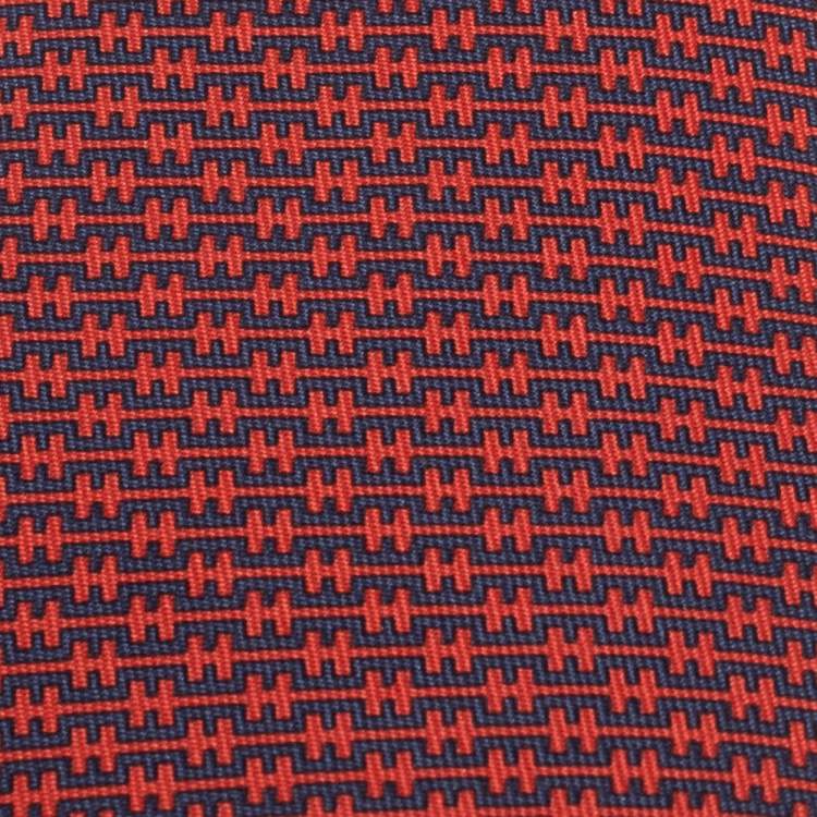 Pre Owned Hermes Terracotta 7 H Linge Silk Twill Tie 