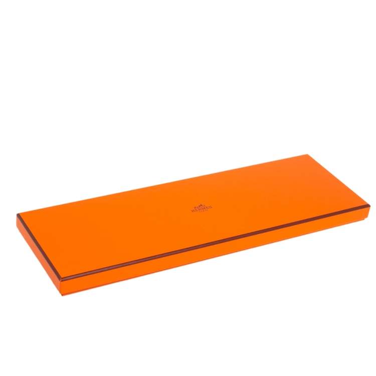 مملوكة مسبقًا Hermes Orange 7 H Maillon Silk Twill Tie 