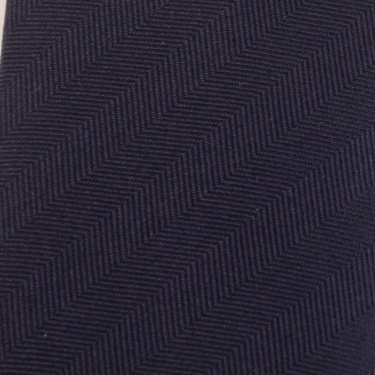 Pre Owned Hermes Ardoise 7 Chevron Recto Verso Silk Tie 