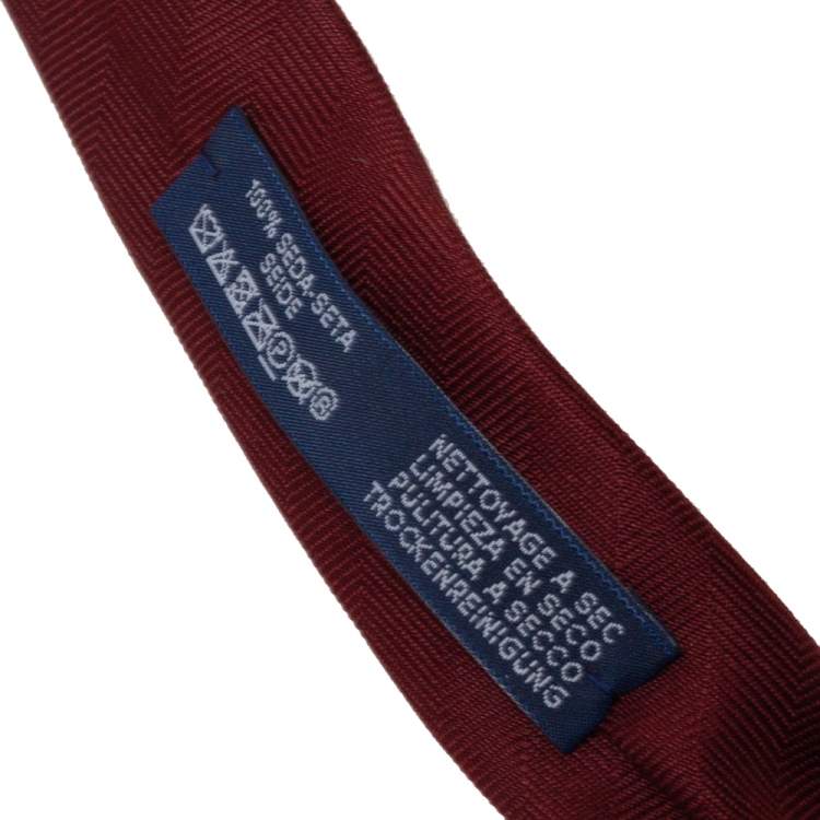 Pre Owned Hermes Rouge 7 Chevron Recto Verso Silk Tie 