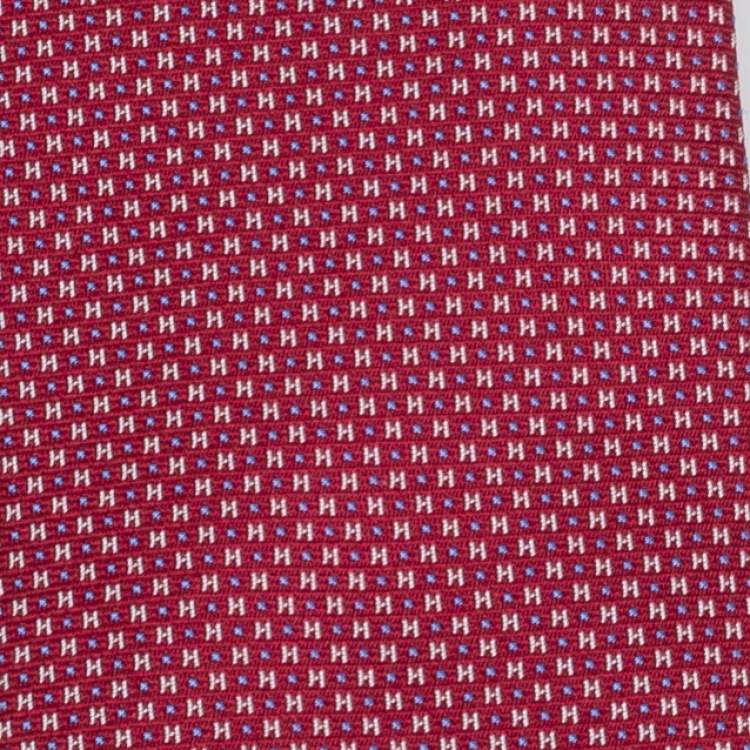 Pre Owned Hermes Rouge 7 Mega Chariot Silk Tie 