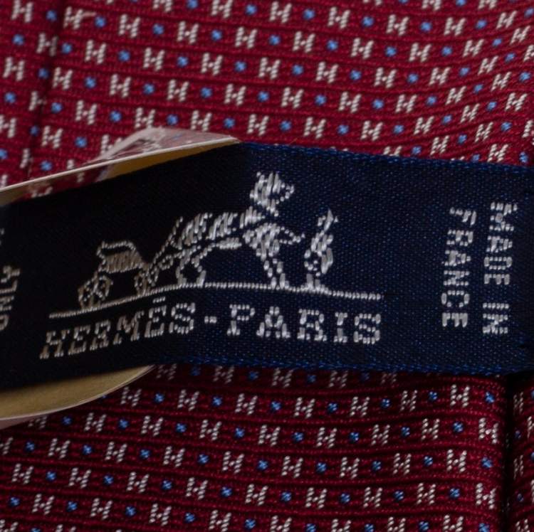 Pre Owned Hermes Rouge 7 Mega Chariot Silk Tie 