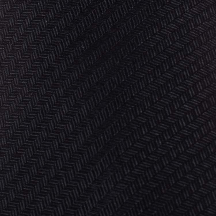 Pre Owned Hermes Black 7 Shinny Silk Tie 