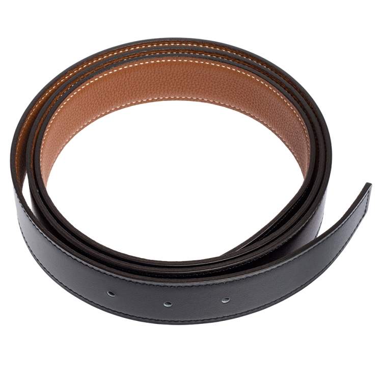 Pre Owned Hermes Black Box Leather Belt 120CM