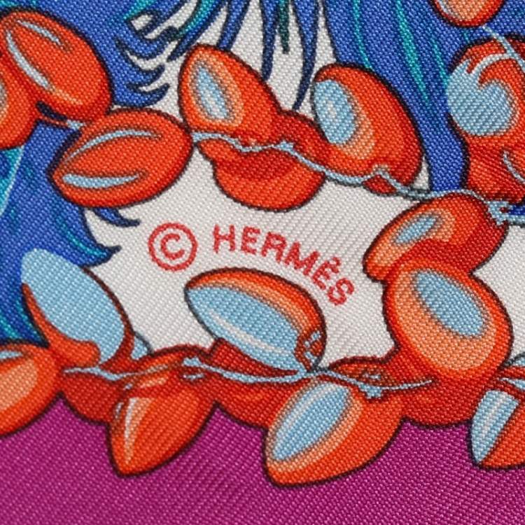 Pre Owned Hermes Multicolor Mythiques Phoenix Printed Silk Pocket Square