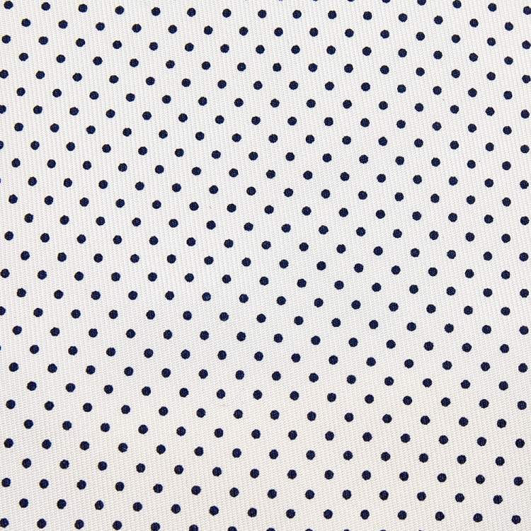 Pre Owned Hermes White Polka Dot Printed Silk Tie