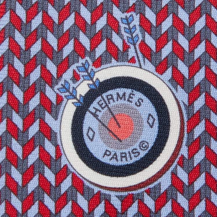 Pre Owned Hermes Purple Dans Le Mille Printed  Silk Tie