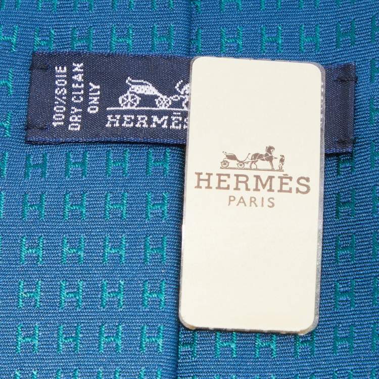 Pre Owned Hermès Bicolore Faconnee H Jacquard Silk Tie