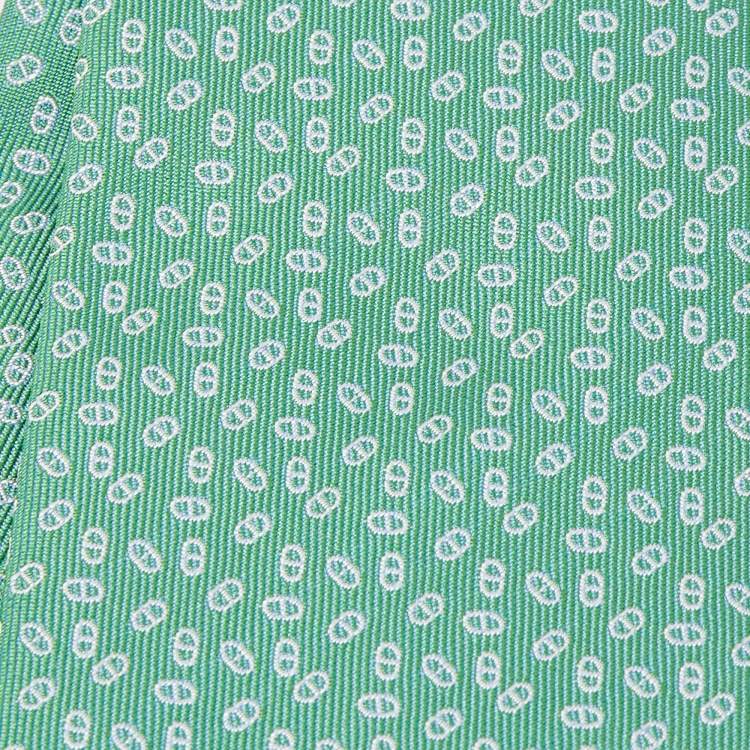 Pre Owned Hermes Green Dreamy Maillons Silk Tie