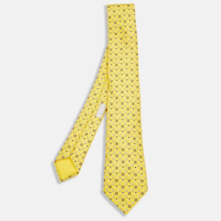 Hermès Yellow 7 Job Interview Printed Silk Skinny Tie Hermes | The Luxury  Closet