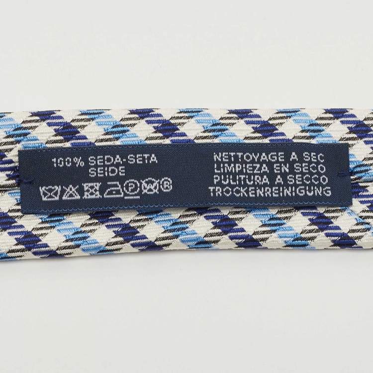 Pre Owned Hermès Blue English Boy Silk Jacquard Slim Tie