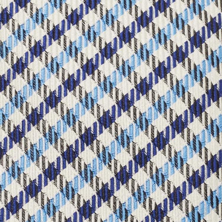 Pre Owned Hermès Blue English Boy Silk Jacquard Slim Tie