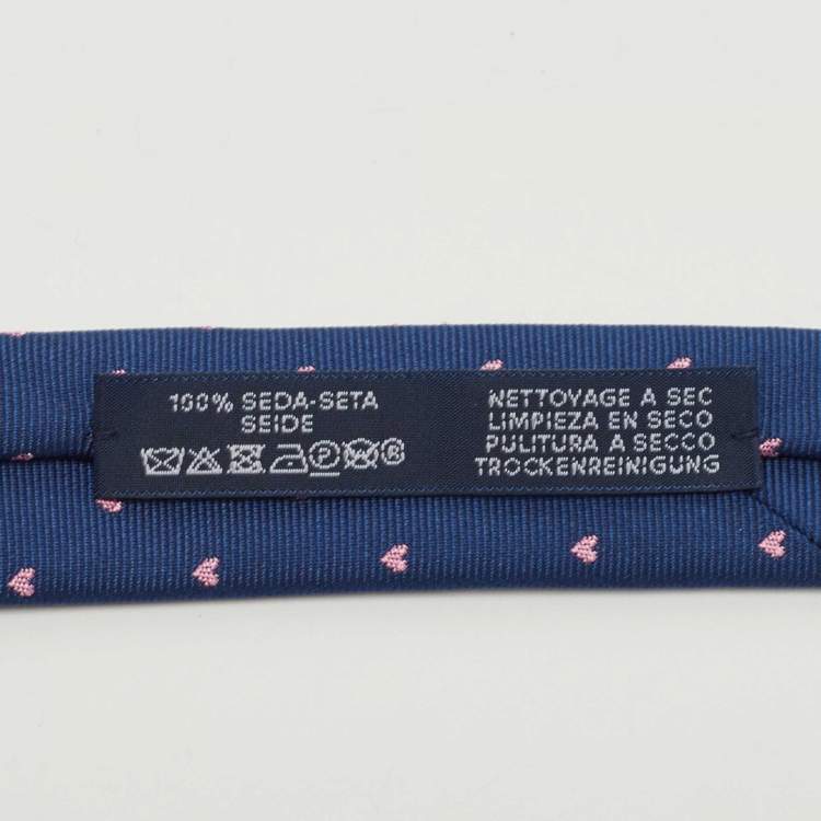 Pre Owned Hermès Navy Blue From Hermes With Love Silk jacquard Slim Tie