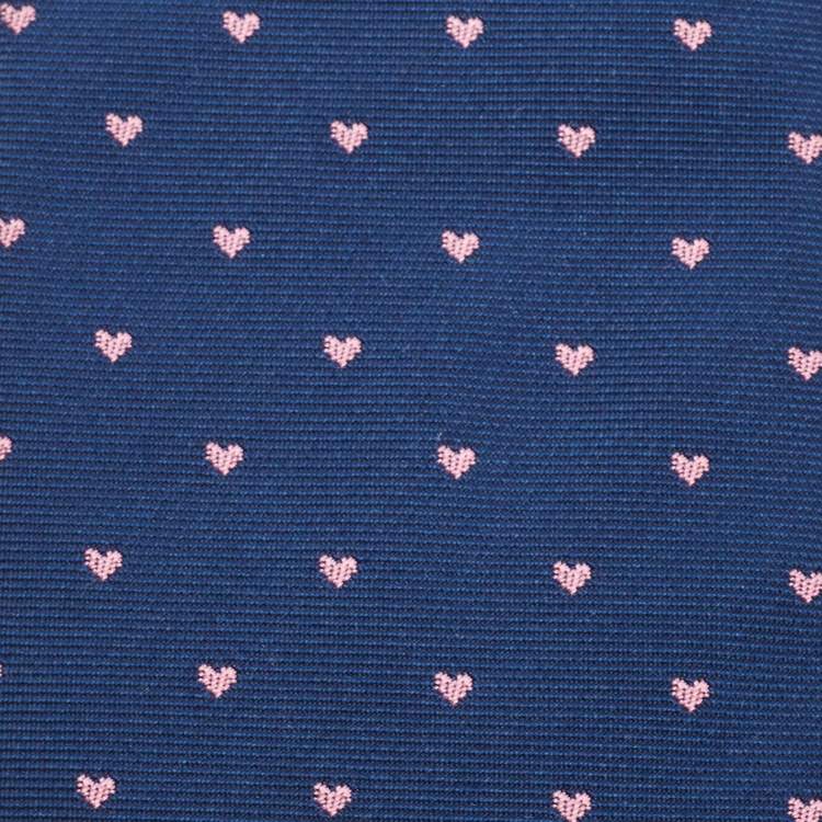 Pre Owned Hermès Navy Blue From Hermes With Love Silk jacquard Slim Tie