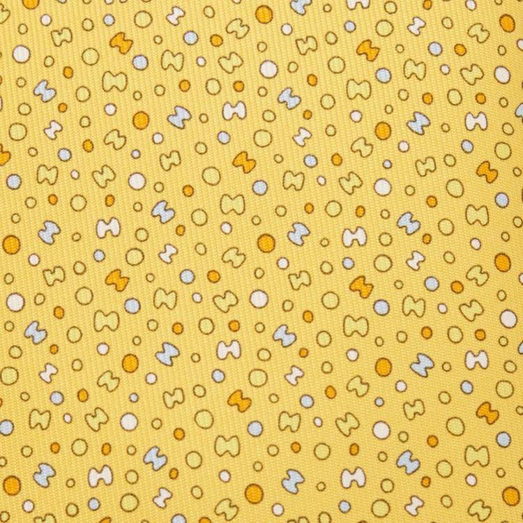 مملوكة مسبقًا Hermès Yellow Bubble H Printed Silk Slim Tie