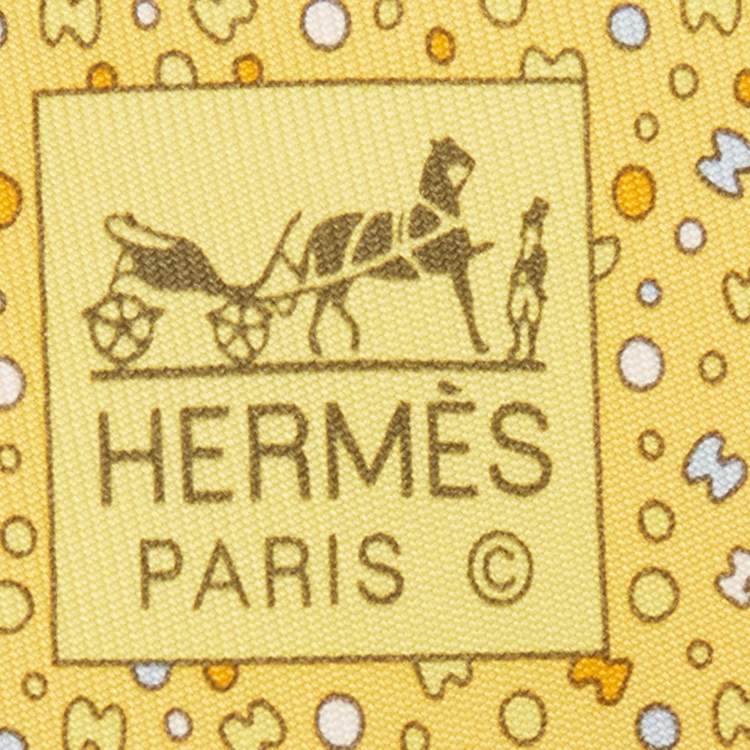 مملوكة مسبقًا Hermès Yellow Bubble H Printed Silk Slim Tie