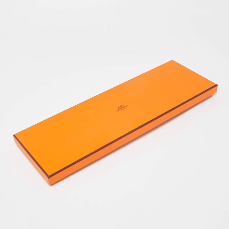 Pre Owned Hermès Orange J'Ai Touche Le Pompon Printed Silk Slim Tie