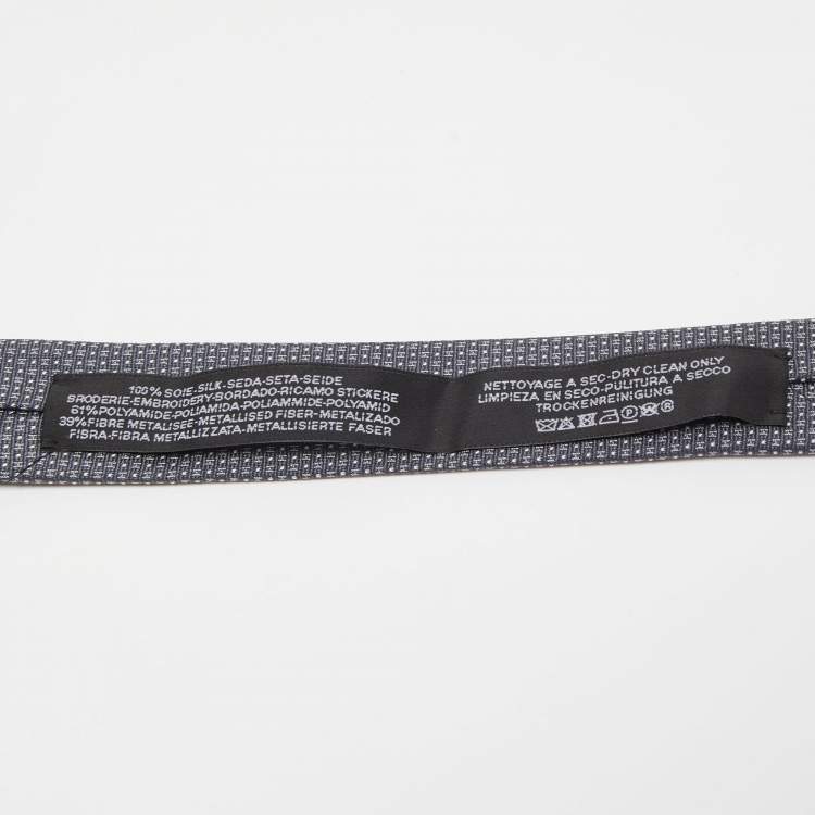 Pre Owned Hermès Charcoal Grey Mega Chariot Silk Jacquard Slim Tie