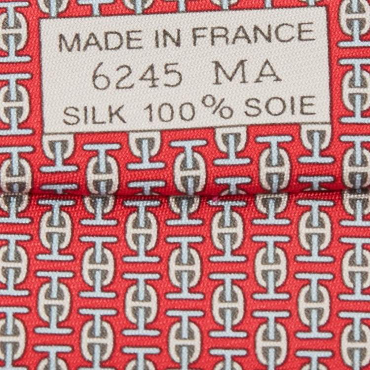مملوكة مسبقًا Hermès Dark Pink H Au Maillon Printed Silk Slim Tie