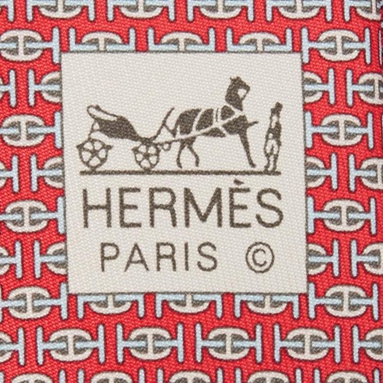 مملوكة مسبقًا Hermès Dark Pink H Au Maillon Printed Silk Slim Tie