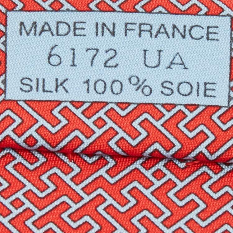 Pre Owned Hermès Pink 7 Amazing Printed Silk Slim Tie