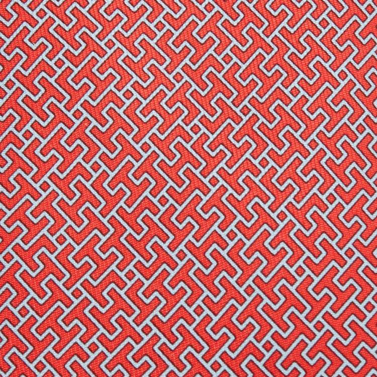 Pre Owned Hermès Pink 7 Amazing Printed Silk Slim Tie